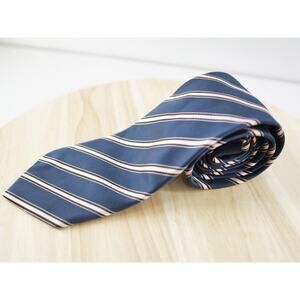 Boss Hugo Boss Mens Neck Tie Silk Repp Stripe Blue‎ Pink Classic Italy